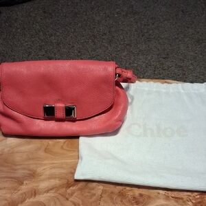 Chloe Pink Leather Crossbody Clutch
